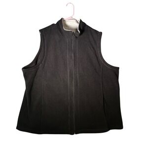 Laura Scott Woman Black Fleece Full‎ Zip Mock Neck Vest Plus Size 3X RN 15099